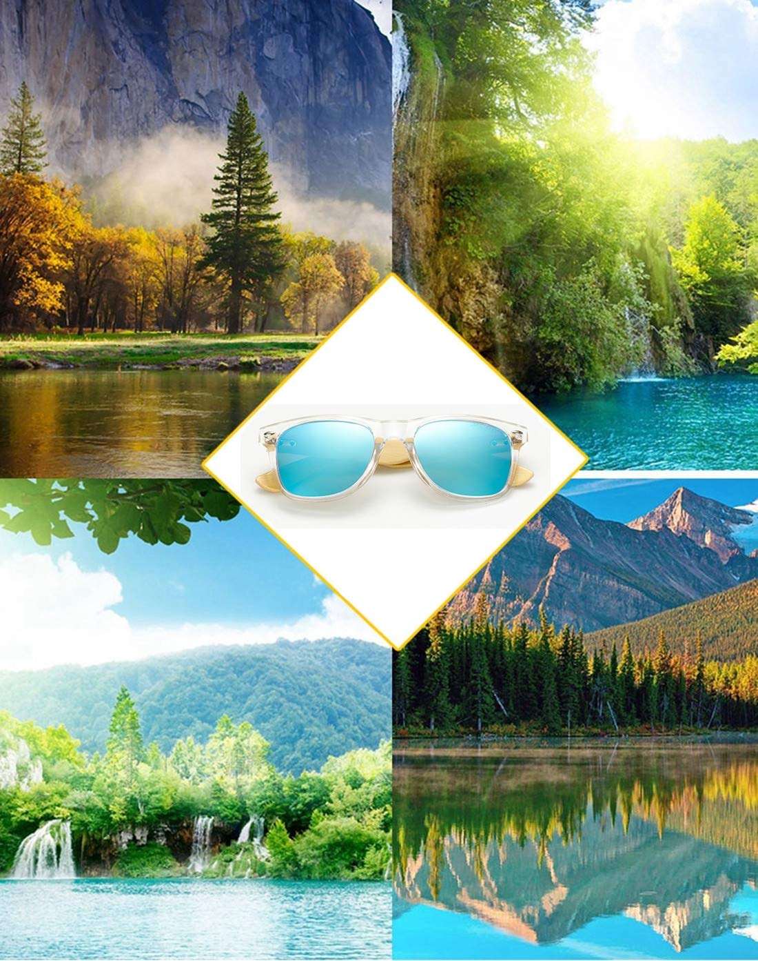 Polarized Bamboo Wood Sunglasses for Women & Men - UV Protection Classic Driving Glasses - Perfect for Outdoor Activities, Beach, and Road Trips
