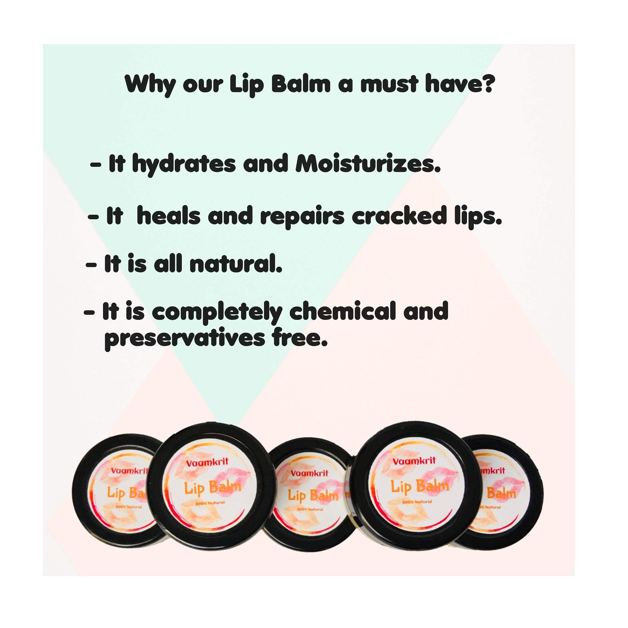 Vaamkrit Natural Chemical-Free Lip Balm with Shea & Cocoa Butter - Hydrating & Nourishing for Dry, Chapped Lips - Perfect for Winter, Outdoor Activities & Daily Care