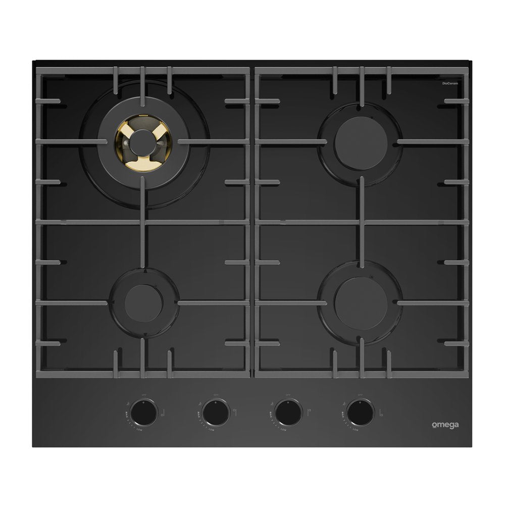 Omega 60cm Gas on Ceramic Glass Cooktop OCGG604WB - Premium Built-in Gas Hob for Modern Kitchens | Perfect for Home Cooking, Baking & Entertaining