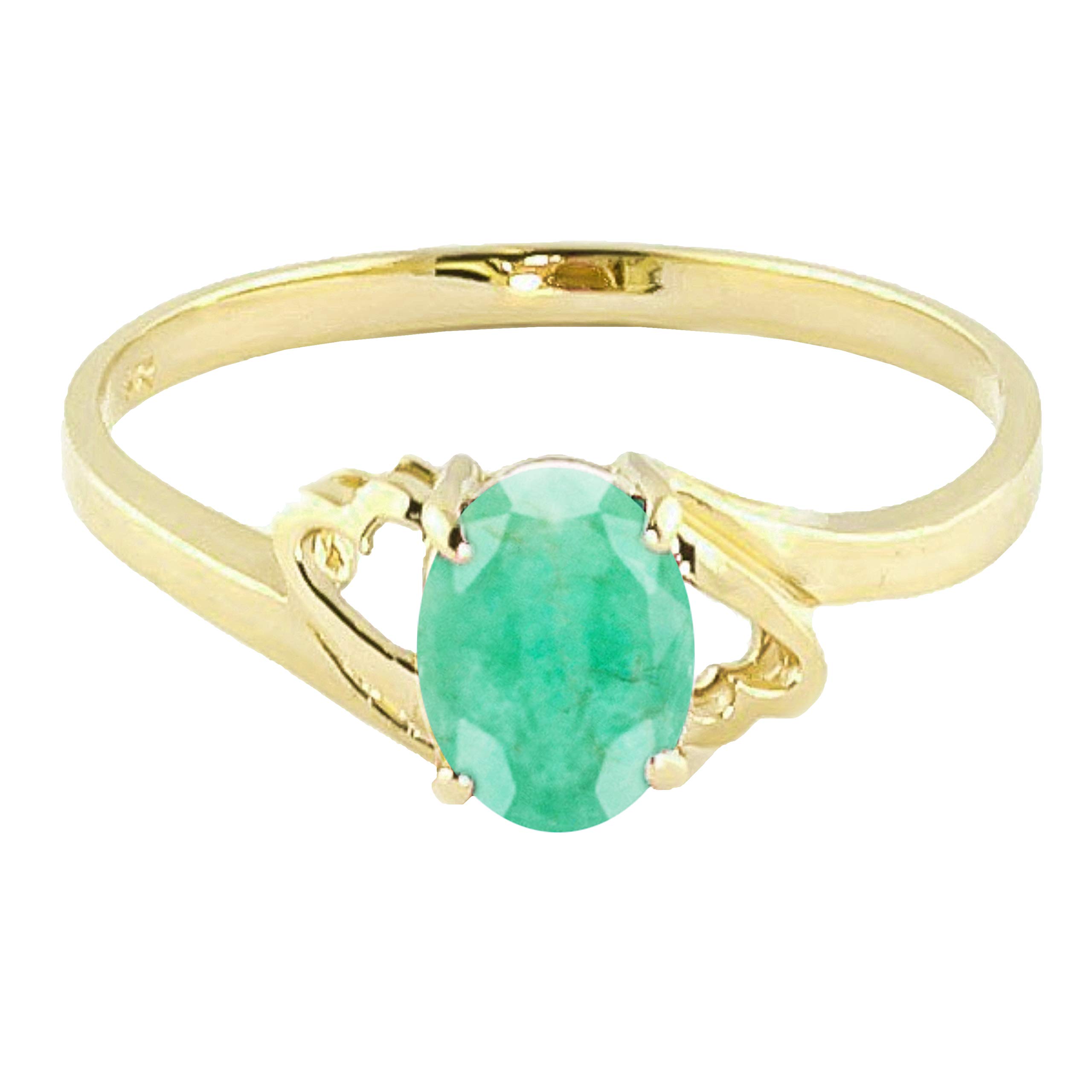 14K Yellow Gold Natural Emerald Ring for Women - Elegant Galaxy Gold GG Jewelry for Engagement, Wedding & Special Occasions