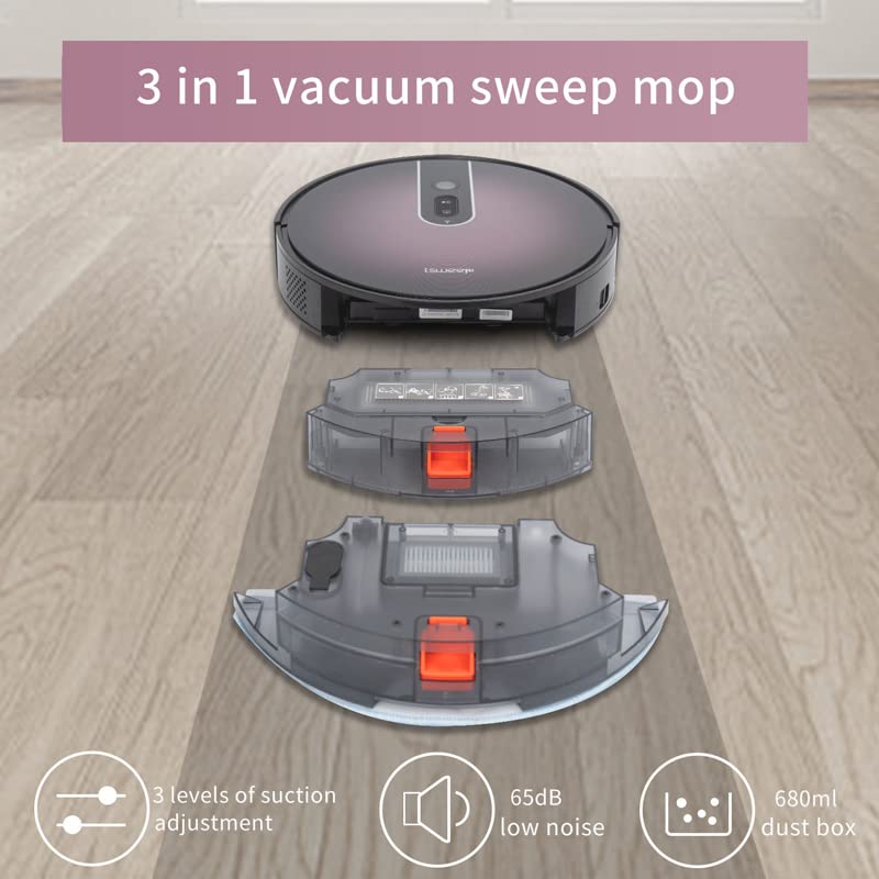 X7 Robotic Vacuum Cleaner - 3000PA Strong Suction, Wireless & Smart Home Compatible, 3H Runtime, Black | Ideal for Hardwood Floors, Pet Hair & Large Homes