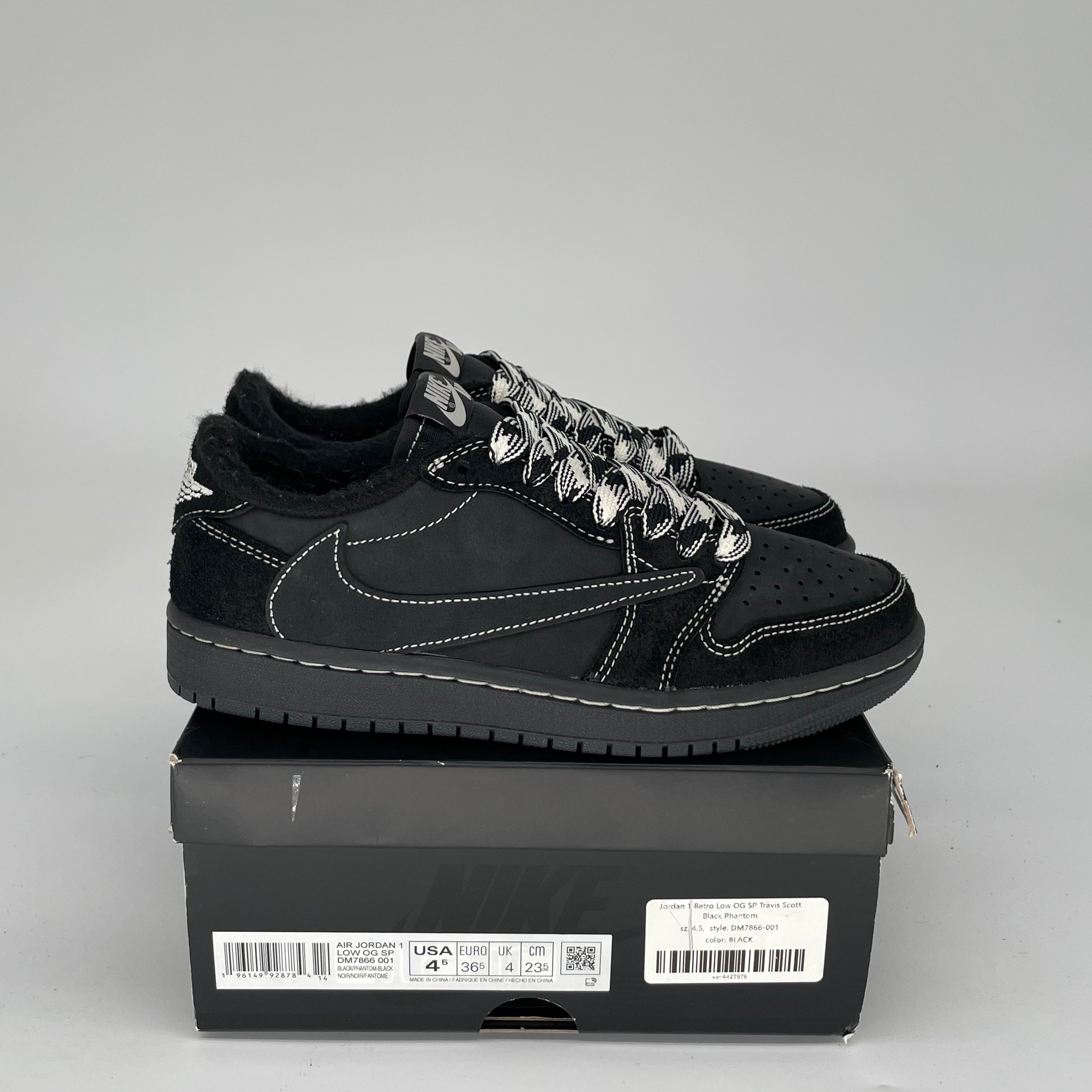 Air Jordan 1 Low Travis Scott Phantom Sneakers - Size 4.5 (DM7866-001) | Limited Edition Men's Basketball Shoes for Streetwear & Casual Outfits
