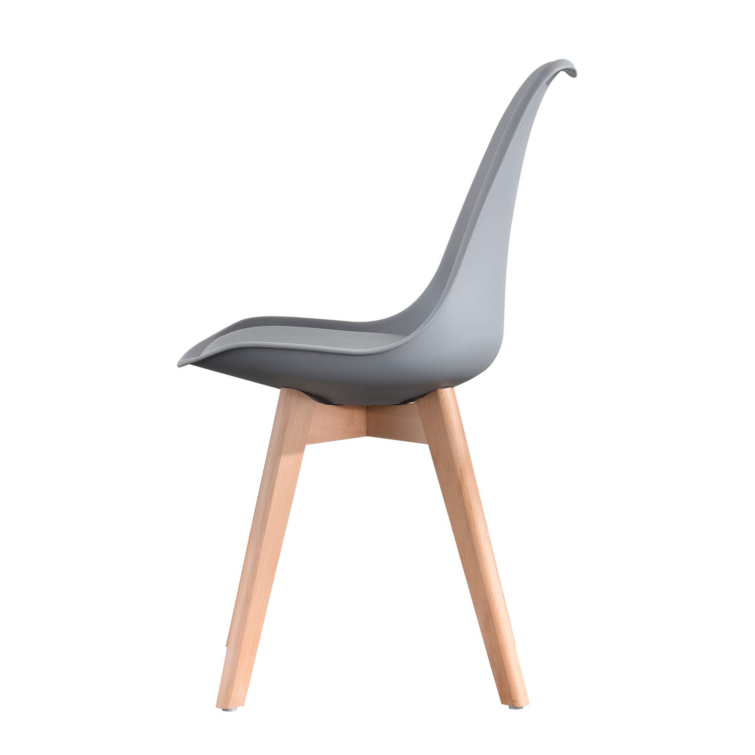 4-Piece Scandinavian Modern Dining Chair Set with PU Cushions - Mid-Century Shell Accent Chairs for Living Room, Bedroom & Kitchen (Gray) - Perfect for Small Spaces & Contemporary Home Decor