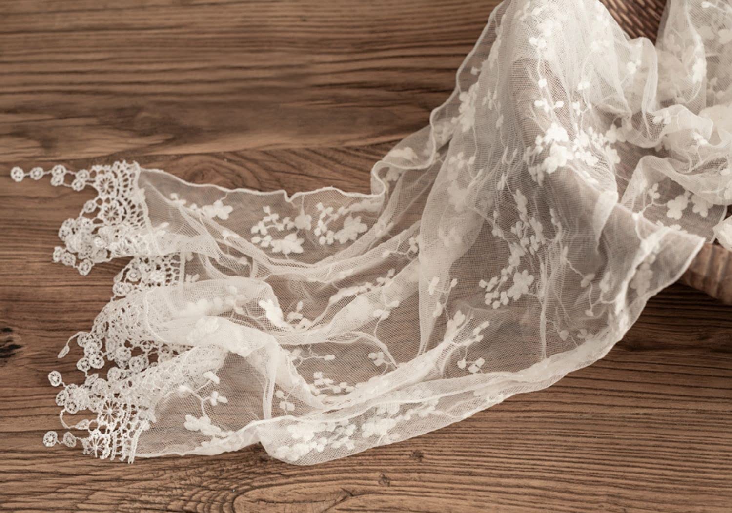 Premium Newborn Photography Wraps - Soft Lace Baby Swaddling Blankets for Girl Photo Shoots - Delicate Layered Posing Props (White) - Perfect for Newborn Studio Photography & Baby Shower Gifts