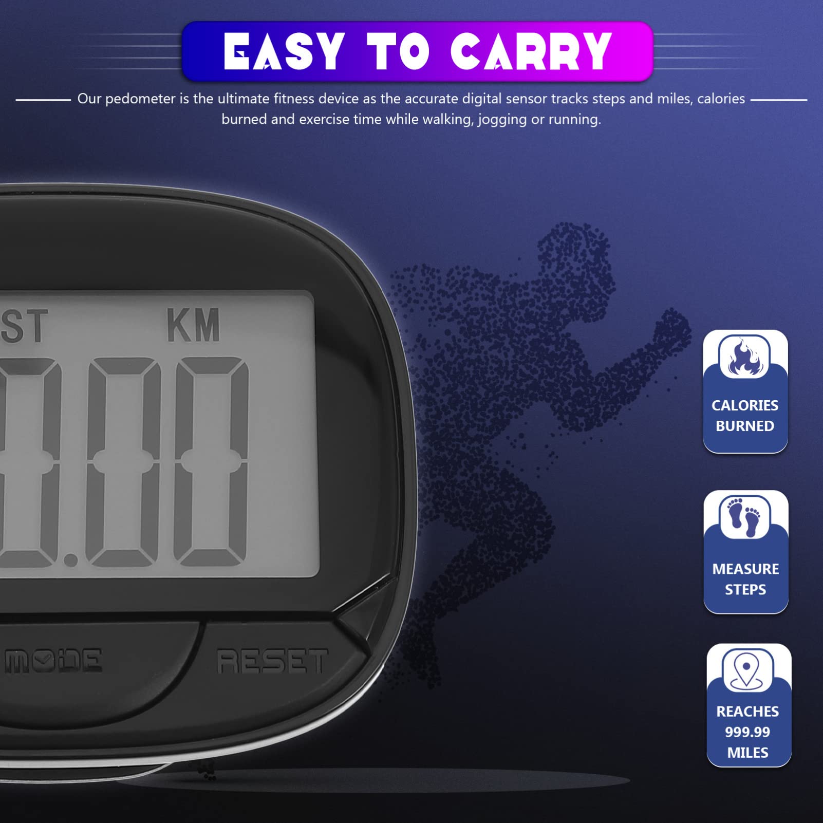 VOSAREA Fitness Tracker Watch with Large Screen - Step Counter, Calorie Burn Monitor, 3D Stopwatch for Walking, Running, Hiking & Sports | Clip-On Design for Active Lifestyle
