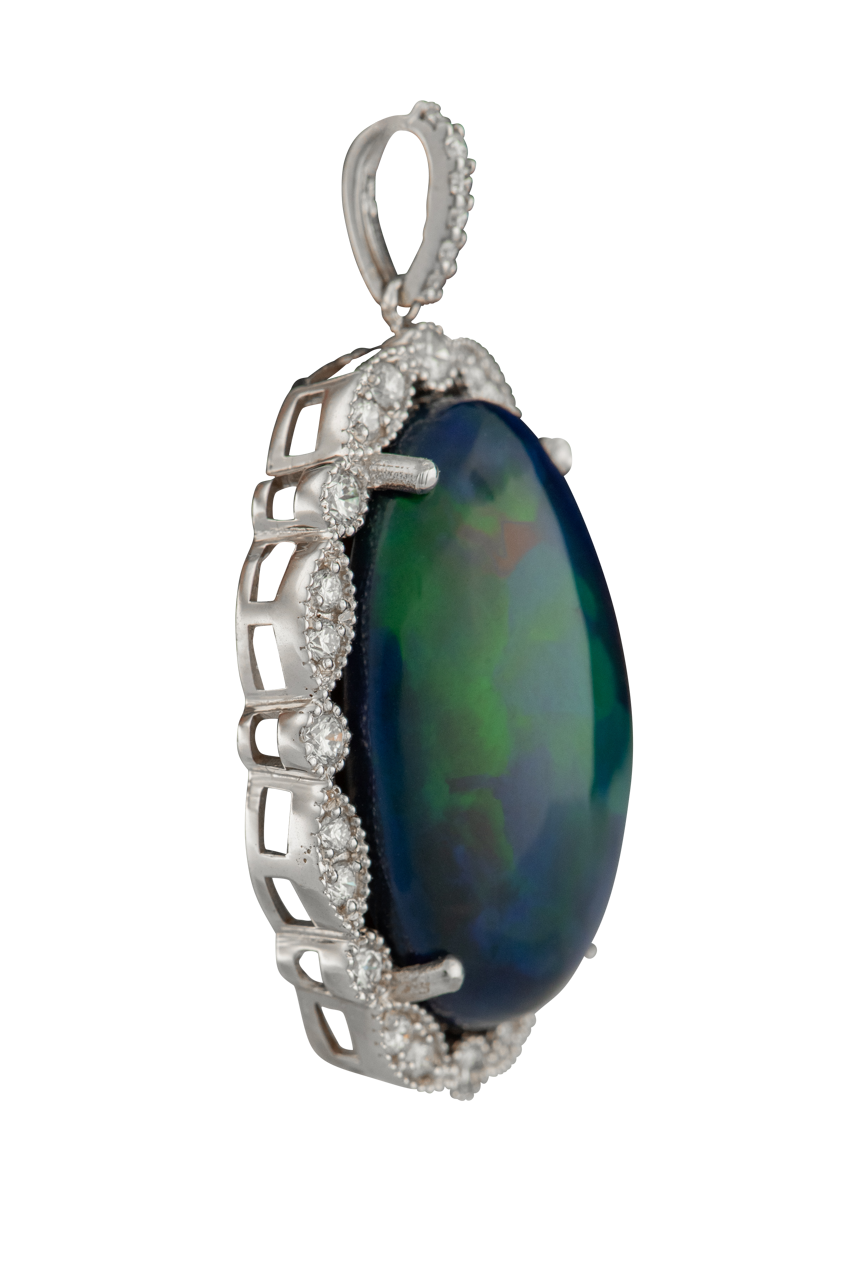 Exquisite Opal & Diamond Pendant Necklace - 925 Sterling Silver Jewelry for Women | Perfect Gift for Birthday, Anniversary & Valentine's Day | Elegant Everyday Wear & Special Occasions
