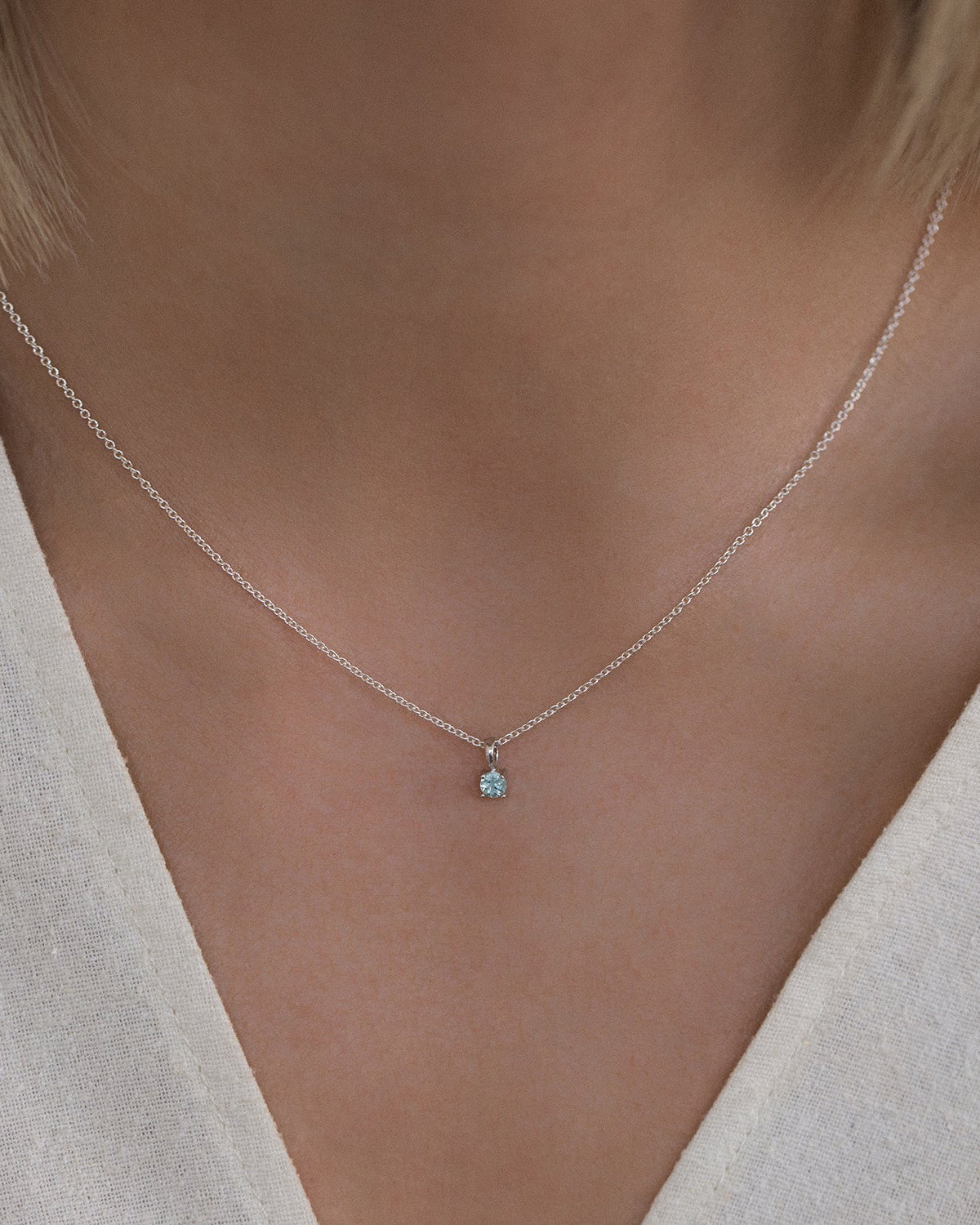 Aquamarine Birthstone Necklace for Women - March Birthstone Jewelry Gift - Sterling Silver Pendant Necklace for Birthday, Anniversary & Mother's Day
