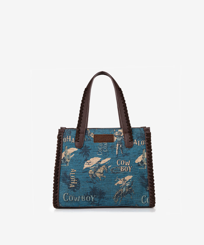 Wrangler Cowboy Print Concealed Carry Tote Bag for Women - Stylish Western Concealed Handgun Purse with Multiple Pockets - Perfect for Everyday Carry, Travel & Outdoor Adventures