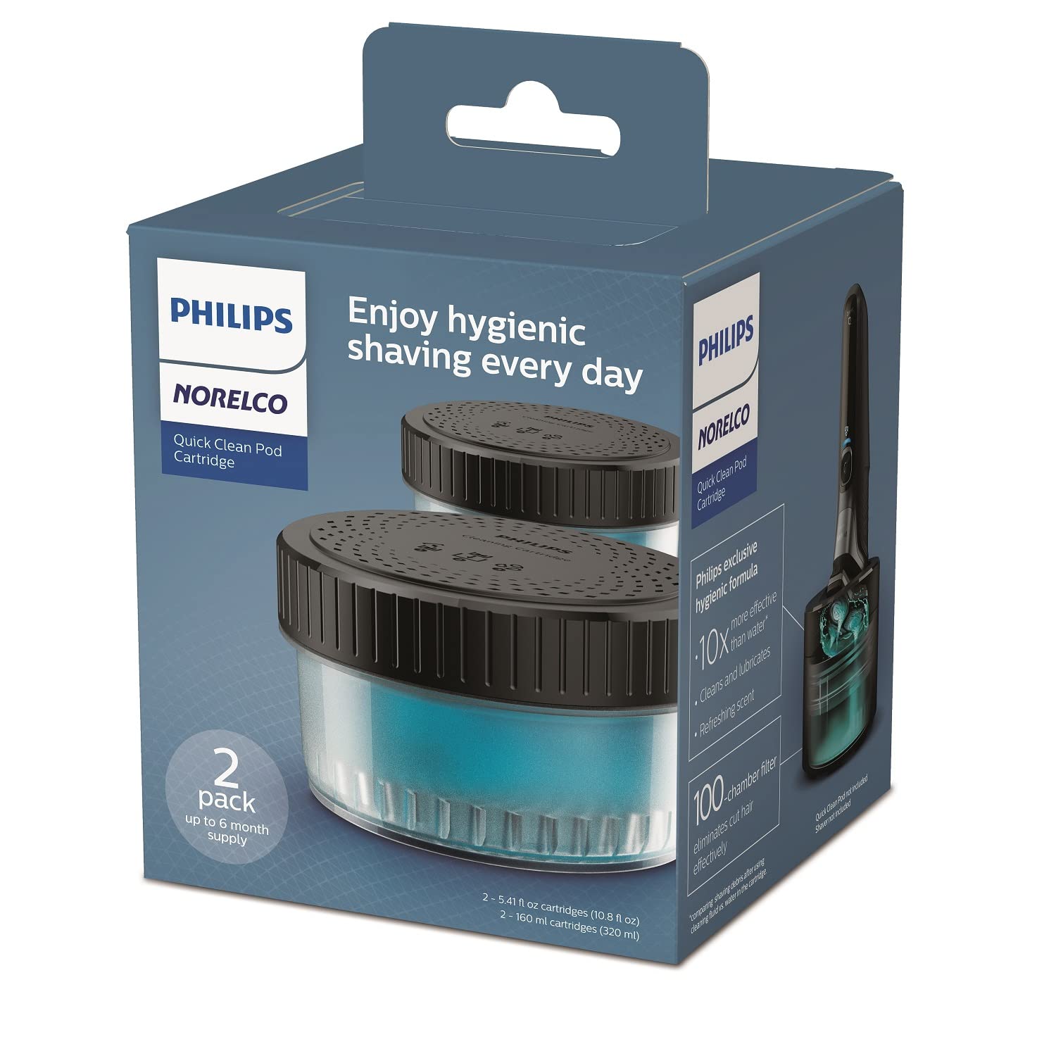 Philips Norelco Shaver 9800 Electric Razor with SmartClean System (Model S9987/85) & 2-Pack Quick Clean Pod Replacement Cartridges (CC12/52) - Wet/Dry Cordless Shaver for Men with Precision Trimmer - Perfect for Travel, Daily Grooming & Sensitive Skin Care