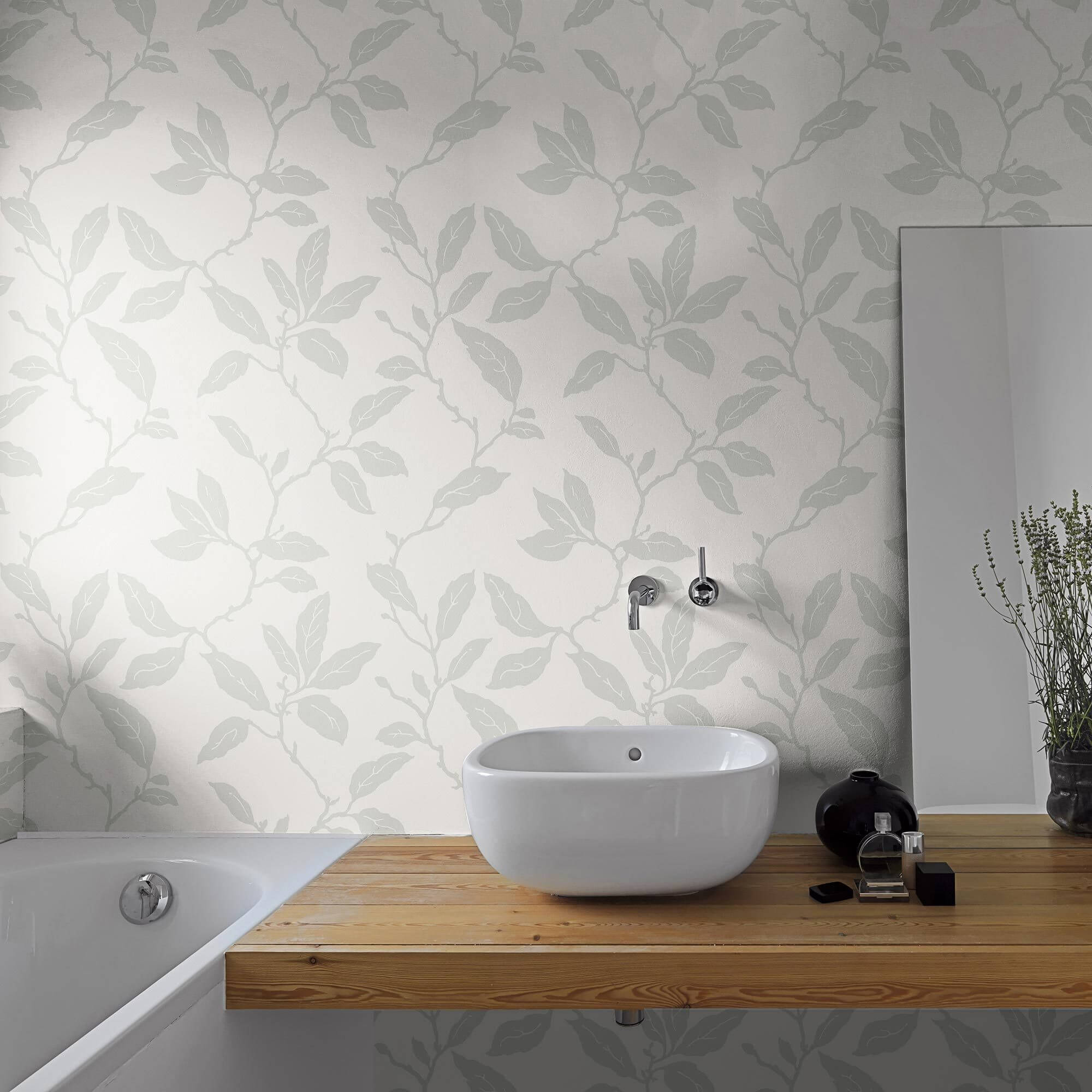 White Botanical Floral Peel and Stick Removable Wallpaper 4166 - Self-Adhesive Wall Decor for Bedroom, Living Room & Nursery - Easy to Apply & Remove