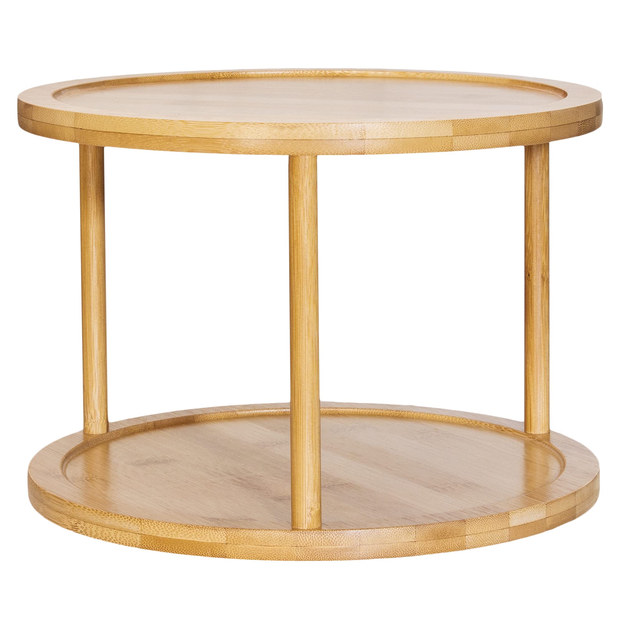 2-Tier Bamboo Lazy Susan Turntable Organizer for Kitchen Cabinet, Pantry, or Tabletop - Spice Rack, Condiment Holder, Makeup & Bathroom Storage - Perfect for Home Organization & Easy Access