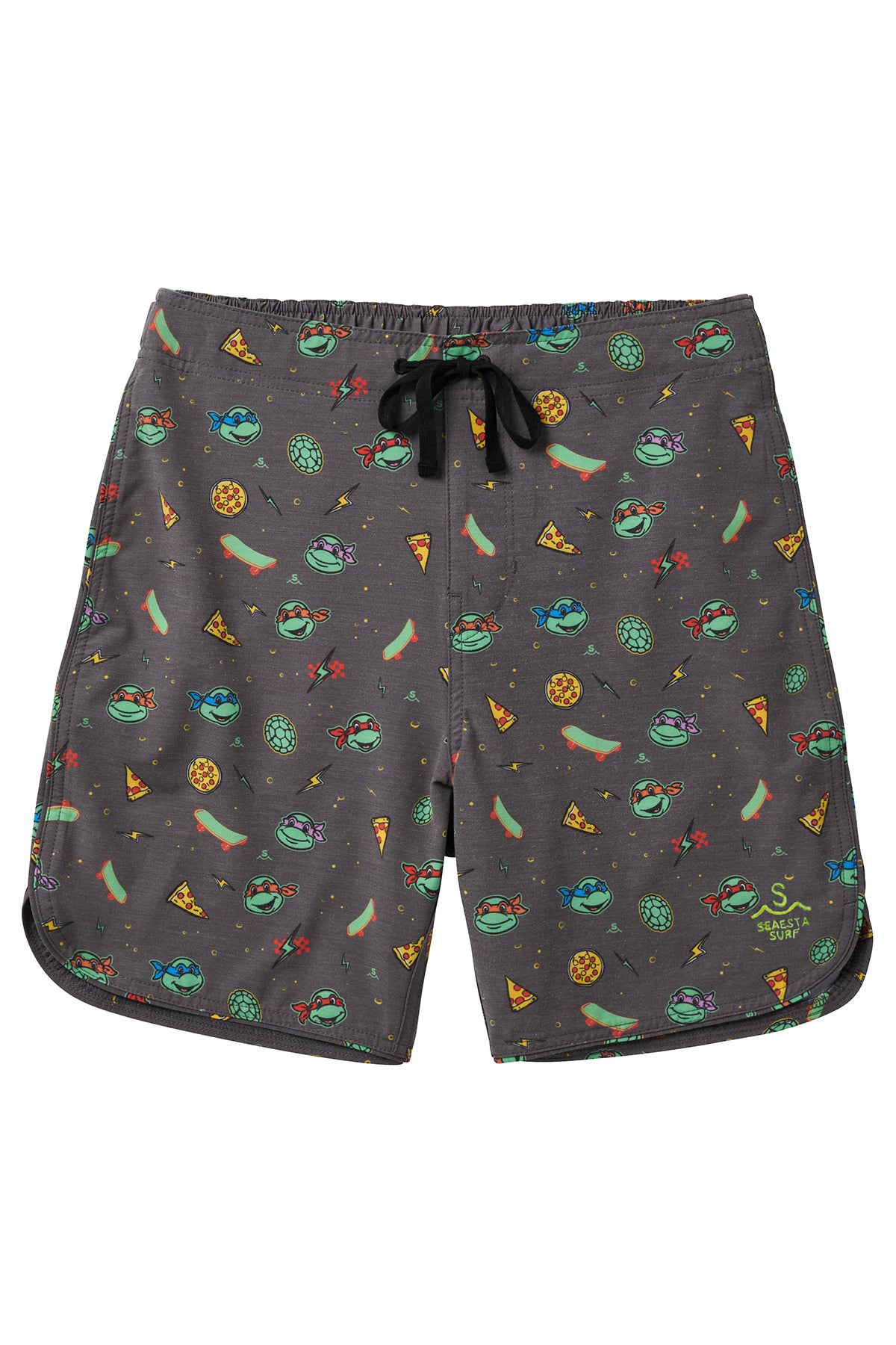 Seaesta Surf x Teenage Mutant Ninja Turtles Men's Graphic T-Shirt - Turtle Power Design in Sewage Grey - Casual Streetwear for Surfing, Skateboarding & TMNT Fans
