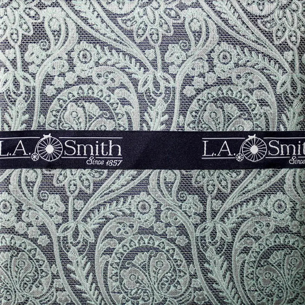 L.A. Smith Green Grey Paisley Lace Hank - Vintage Style Handkerchief for Weddings, Parties & Special Occasions
