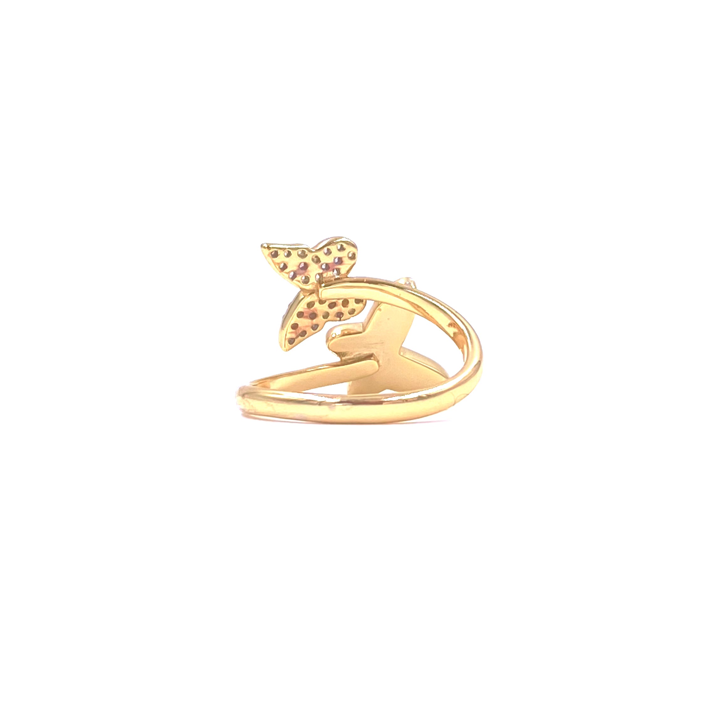 Stunning Ashley Gold Stainless Steel Ring with CZ Stones & Enamel Double Butterfly Design - Elegant Jewelry for Women, Perfect for Parties, Weddings & Daily Wear