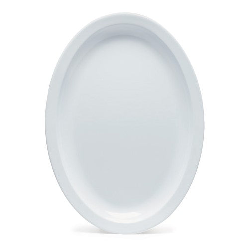 GET SPOP610W Supermel Platter - 10 x 6 3/4 Inch Oval Disposable Plastic Trays, Pack of 12 - Perfect for Catering, Parties, BBQs, and Food Service