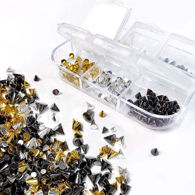 6 Grids Metal Star Rivet 3D Nail Art Decorations for DIY Manicure - Perfect for Nail Salons, Home Nail Art, and Party Glam Looks
