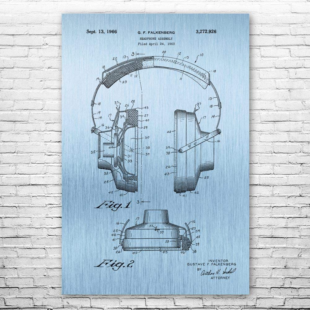 Premium Headphones Poster Print - DJ & Music Lover Gift, Recording Studio Wall Art, Audiophile Decor - Blue Steel Design (18x24 inches) - Perfect for Home Studios, Music Rooms & Office Decor