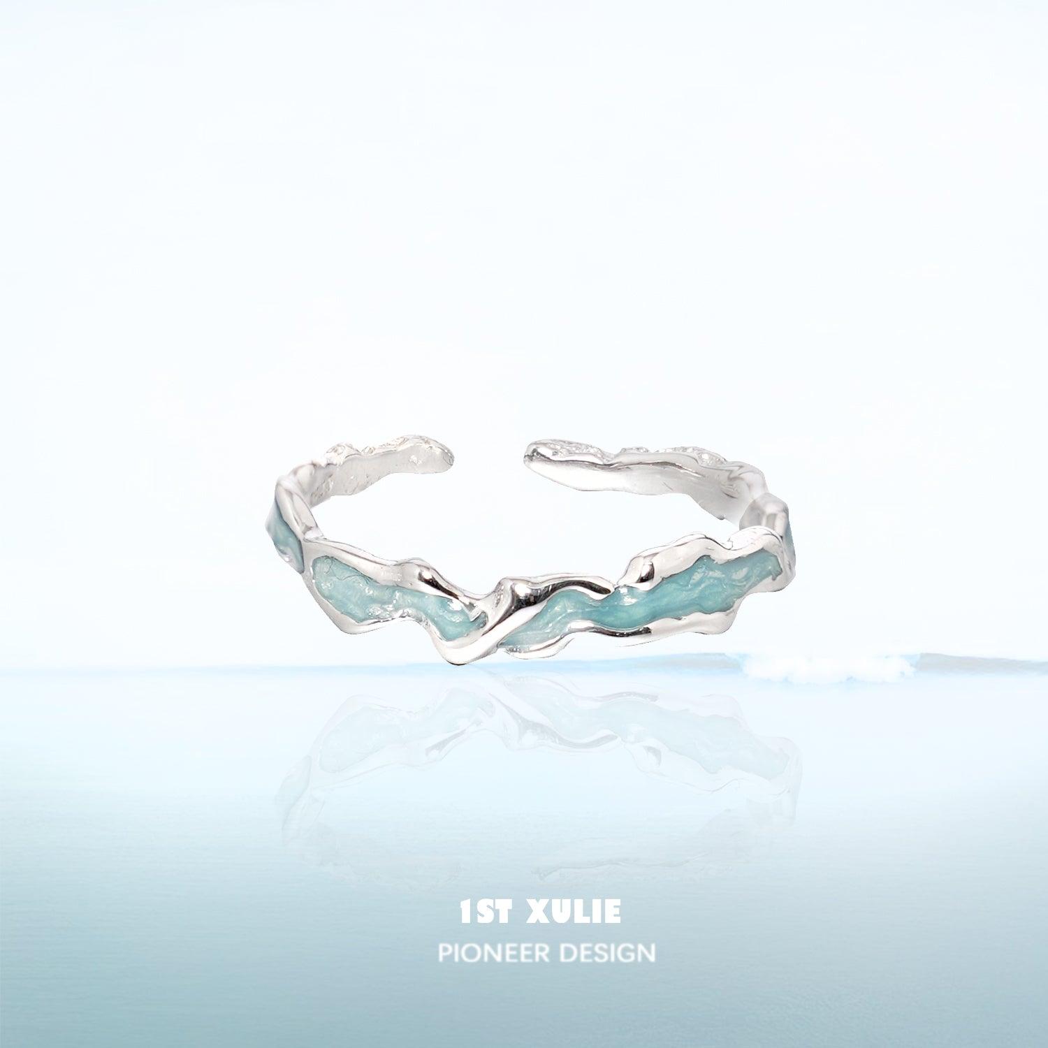 Sterling Silver Wave Adjustable Opening Ring for Women - Handmade Ocean Inspired Jewelry - Perfect for Beach Vacations, Weddings & Everyday Wear