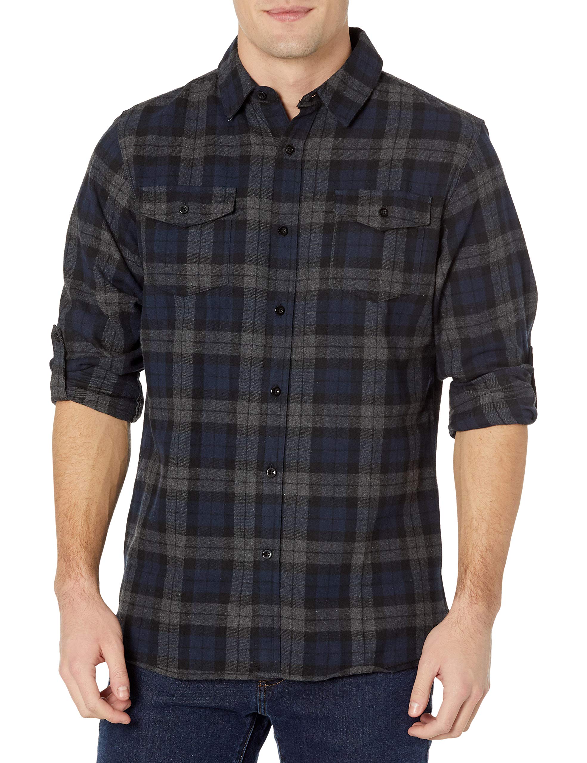 Burnside Men's Yarn-Dyed Long Sleeve Flannel Shirt - Soft Plaid Button-Up for Casual Wear & Outdoor Activities