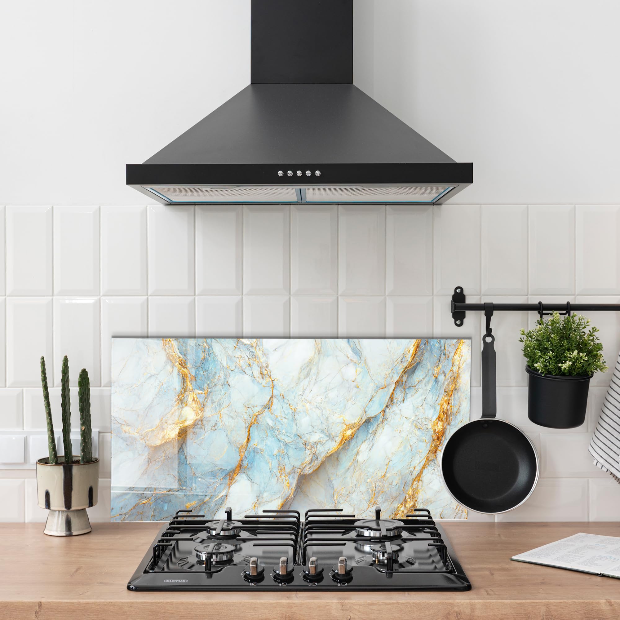 Premium Tempered Glass Kitchen Backsplash - 39x27 Inch Heat-Resistant Stove Splash Guard, Wall Decor & Cutting Board | Durable Splashback for Sink & Cooking Area | Easy-to-Clean Home Kitchen Upgrade