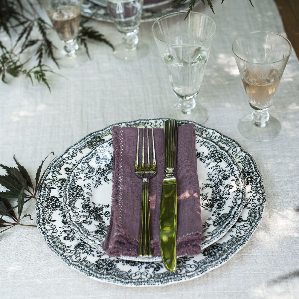 Elegant Plum Branch Napkin Set - 12-Piece Decorative Cloth Napkins for Dinner Parties, Weddings, and Holiday Table Settings