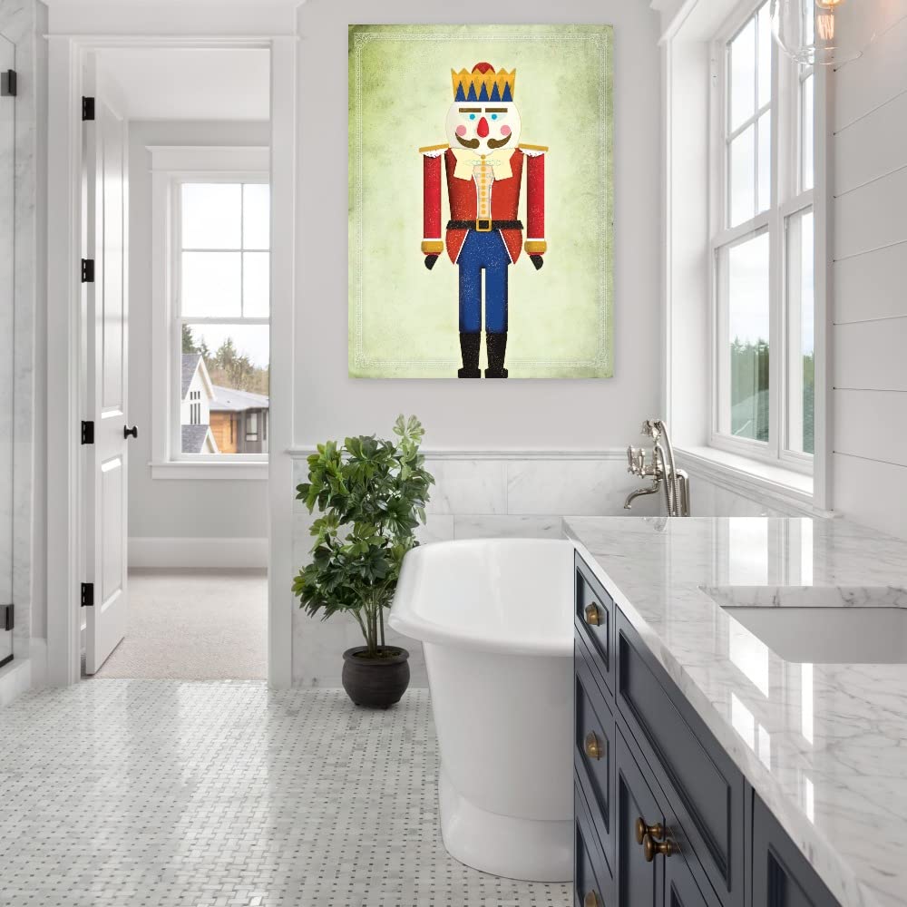 ARTLY Nutcracker Fine Art Canvas Wall Decor - 42x56 Inches - Ready to Hang Painting for Living Room, Bedroom, Office & More - Perfect Christmas Holiday Home Decor Gift