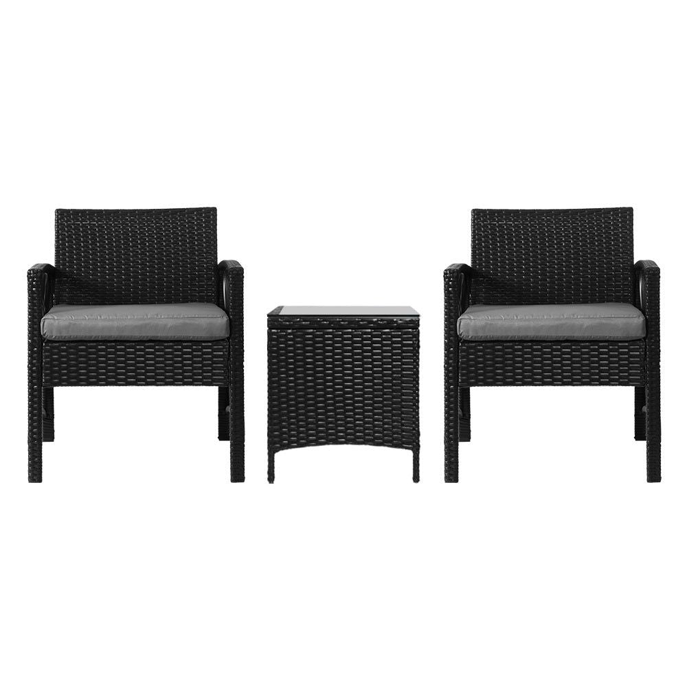 Gardeon 3-Piece Outdoor Patio Furniture Set - Wicker Bistro Dining Chairs for Garden, Balcony & Backyard | Perfect for Outdoor Entertaining & Relaxation