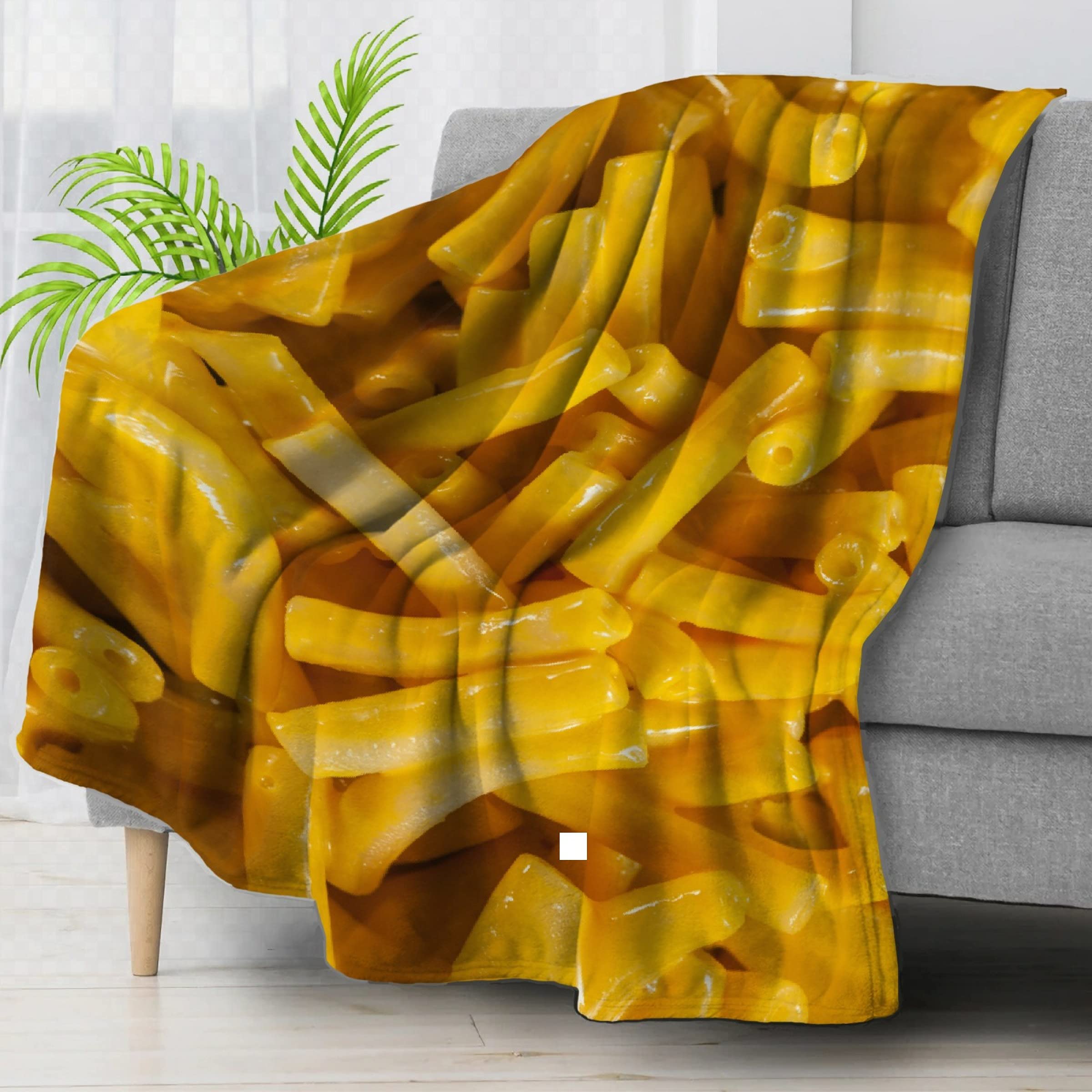 Super Soft & Cozy Macaroni and Cheese Flannel Blanket Throw - 80