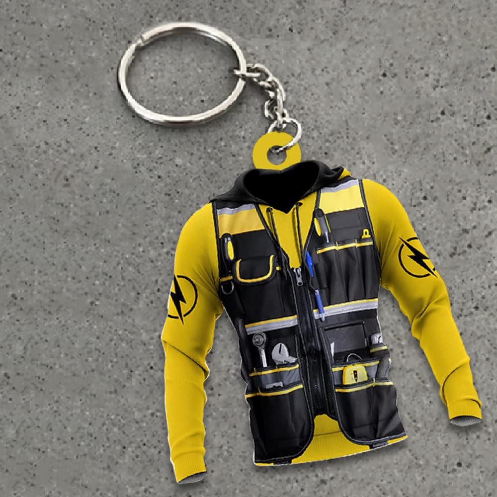Custom Electrician Shaped Keychain - Personalized IZI POD Keyring for Men, Unique Electrician Gift Idea for Christmas, Birthday & Appreciation - Perfect for Electricians, DIY Enthusiasts & Tool Lovers