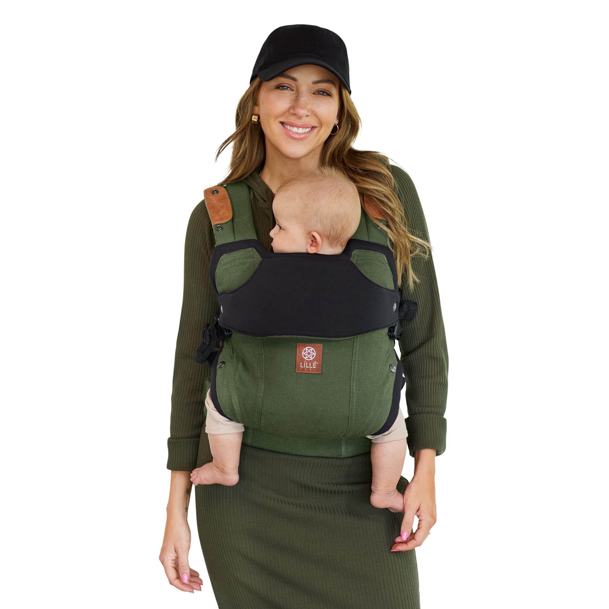 Lillebaby Elevate Ergonomic 6-in-1 Baby Carrier for Newborn to Toddler (7-45 lbs) - 360° Adjustable, Lumbar Support, Inward & Outward Facing - Includes Tote Bag & Head Pillow - Perfect for Hands-Free Parenting, Shopping & Outdoor Adventures (Olive Green)