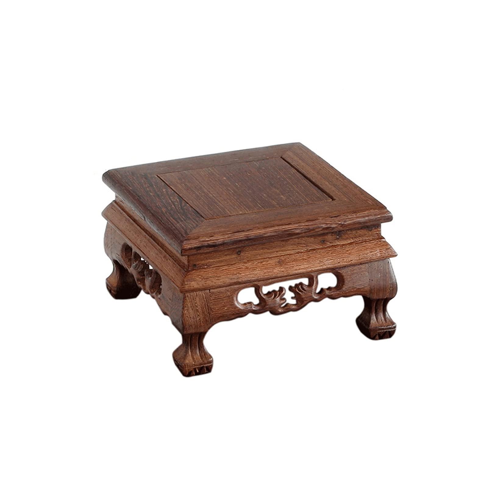 YIXIN2013SHOP Carved Square Wooden Display Stand - Medium Size Chicken Wing Wood Pedestal for Antiques, Art, Bonsai & Home Decor | Perfect for Living Room, Office & Gallery Showcase