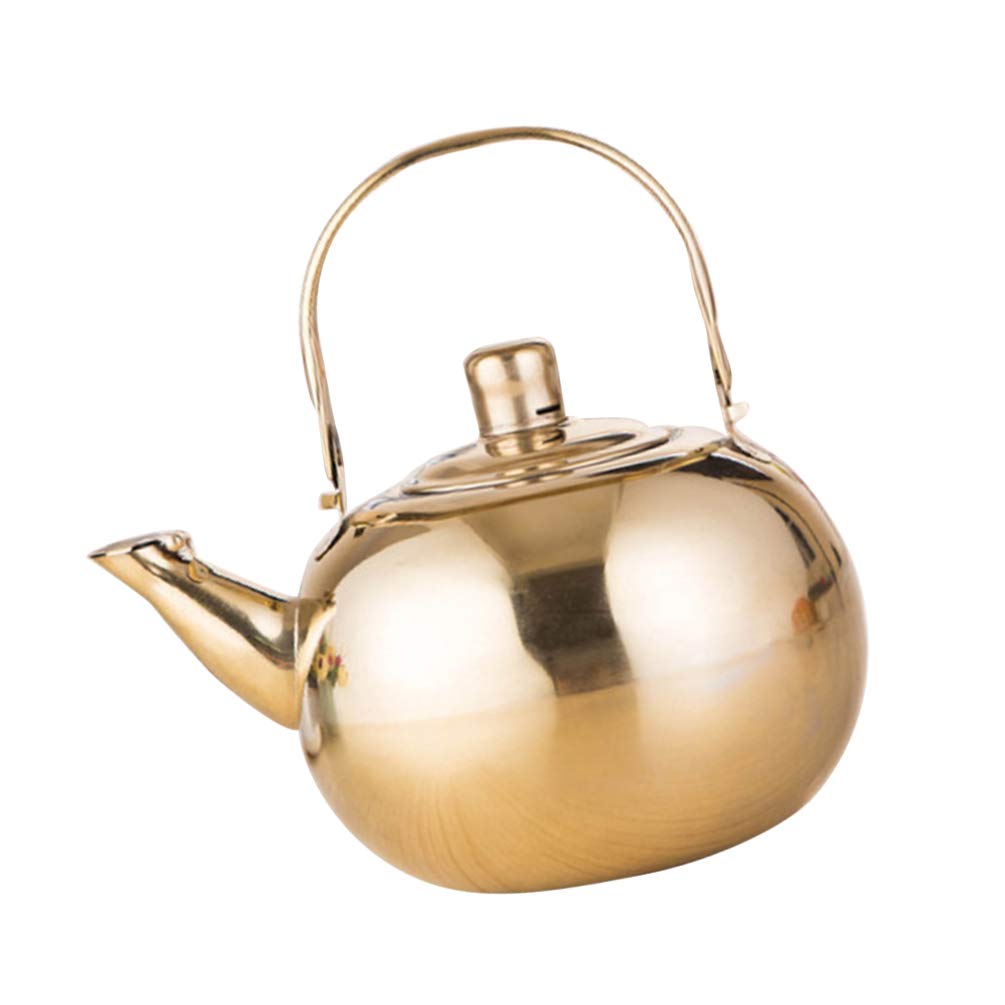 Premium Stainless Steel Tea Kettle - 1.5L Stovetop & Induction Compatible - Golden Teapot for Coffee, Tea & Hot Water - Perfect for Home, Office & Camping Use