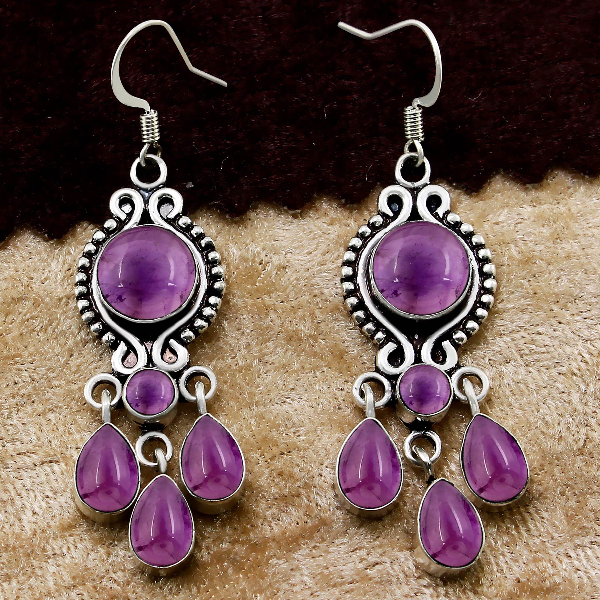 13.65ct Natural Round Gemstone Earrings - Handmade Boho Dangle Jewelry for Women | Birthday Gifts & Everyday Wear