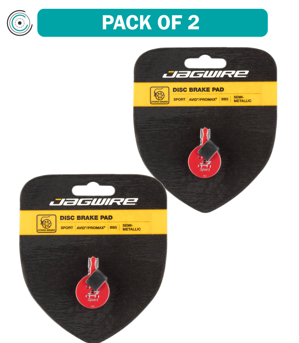 2 Pack Jagwire Mountain Sport Semi-Metallic Disc Brake Pads - Compatible with Avid BB5 & Promax - High-Performance Braking for Mountain Bikes, Cycling & Off-Road Adventures