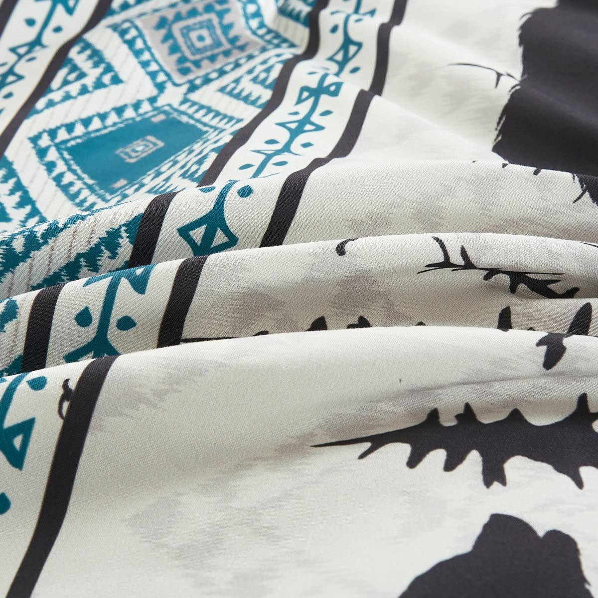 Linen Mart Queen Comforter Set - 6 Piece Microfiber Bedding with Southwest Turquoise Aztec Design | Soft & Breathable for All Seasons | Perfect for Master Bedroom, Guest Room, or Dorm Decor