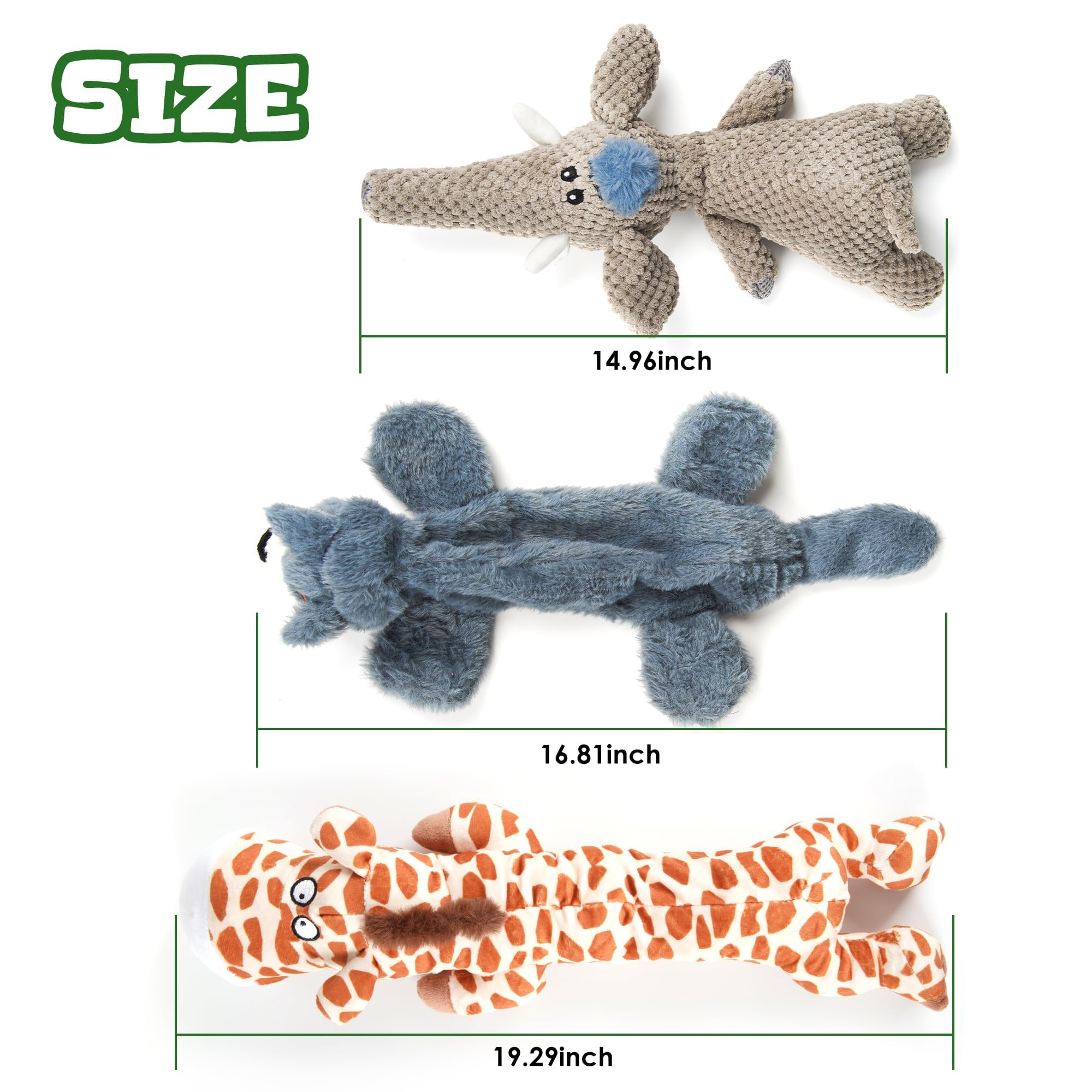 3 Pack Squeaky Dog Toys - Interactive Chew Toys for Small, Medium & Large Dogs - Cute Animal Designs with Fun Squeaker Sounds - Relieves Boredom & Keeps Pets Busy - Perfect for Indoor Play, Training Rewards & Outdoor Fetch Games