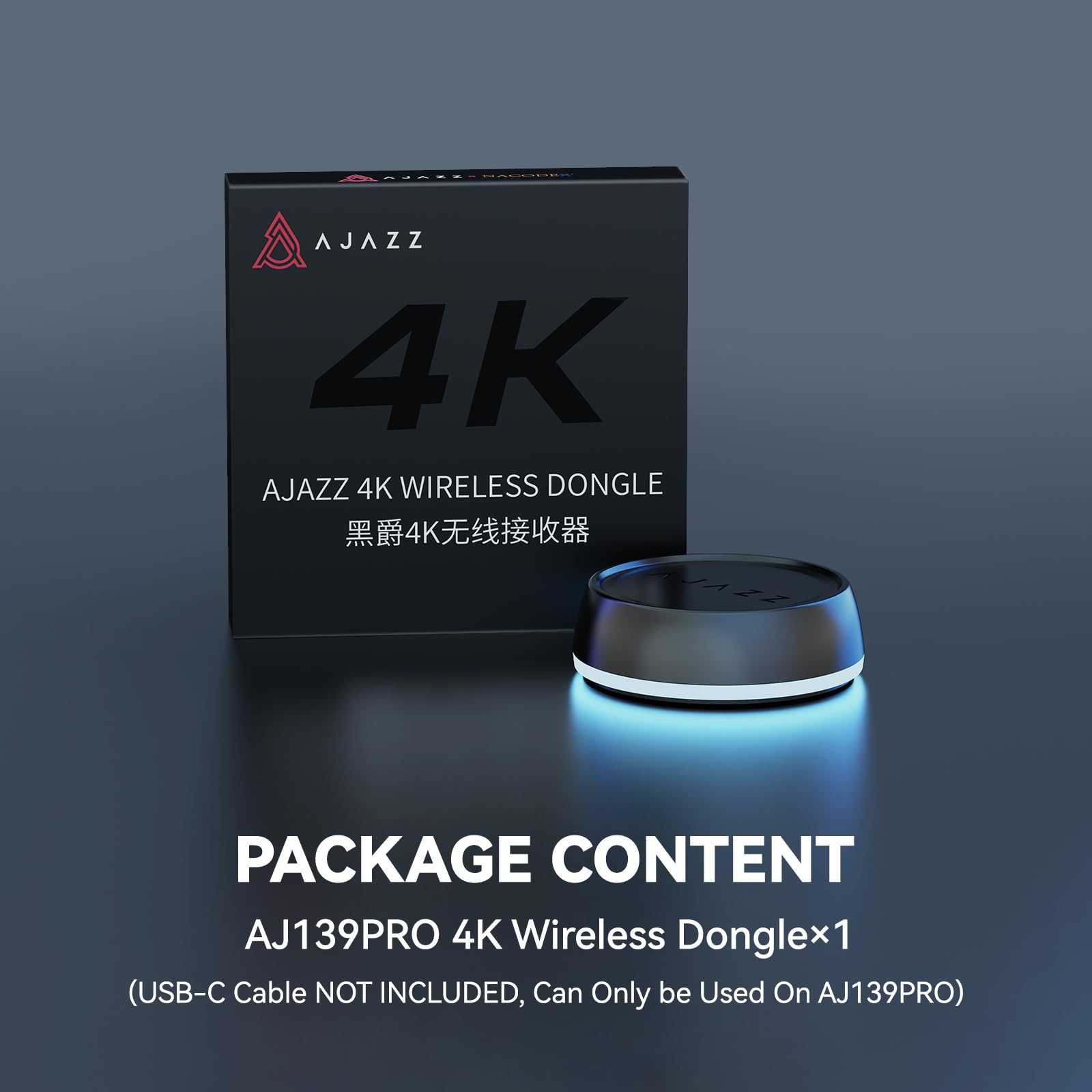 ATTACK SHARK x AJAZZ 4K Wireless Dongle Receiver for AJ139PRO 4K Gaming Mouse - Enhanced Precision & Responsiveness - Black - Perfect for Competitive Gaming & Professional Work