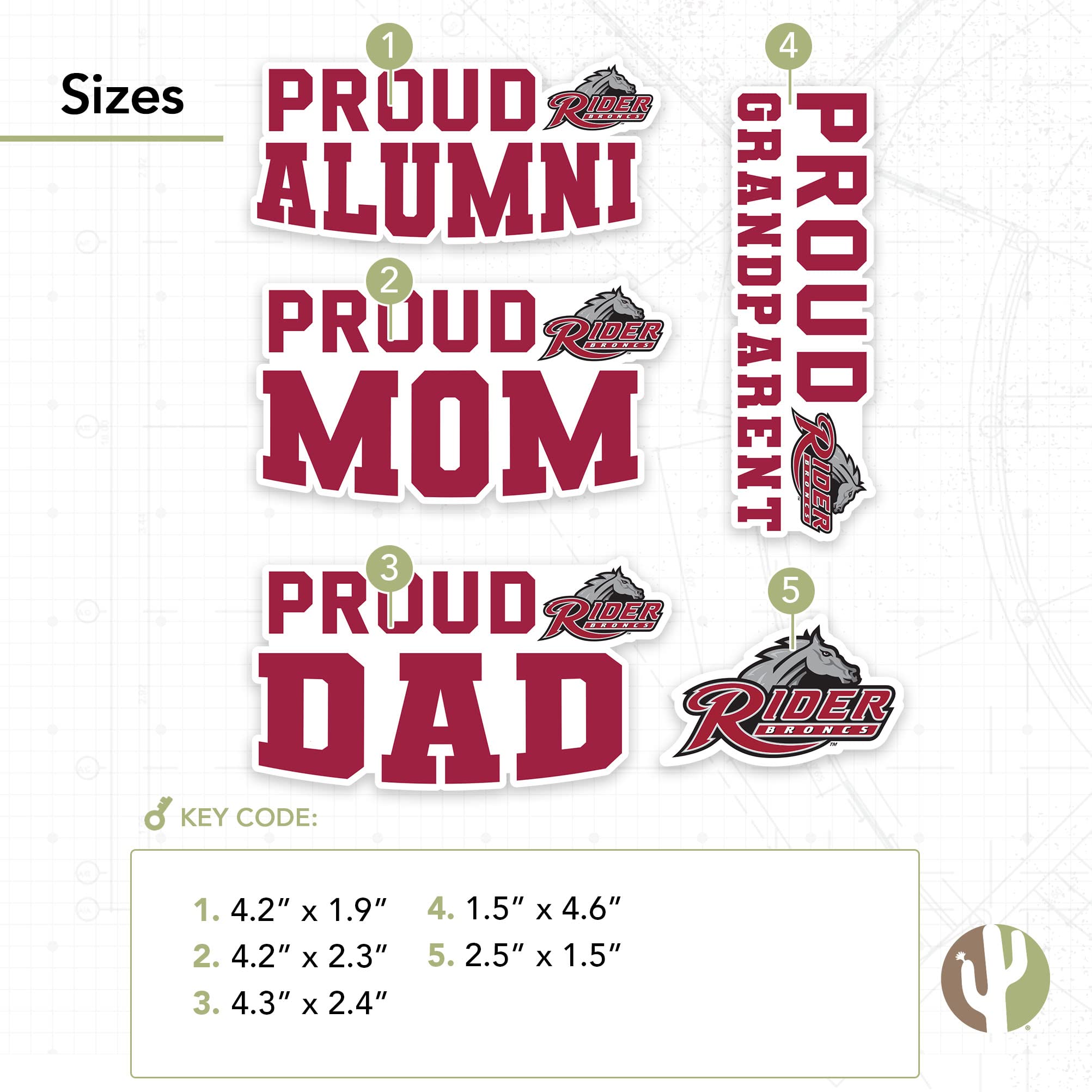 Desert Cactus Rider University Sticker Set - Vinyl Decals for Laptop, Water Bottle, Car & Scrapbooking (Family Full Sheet) - Perfect for College Dorm Decor, Gift Giving & DIY Crafts