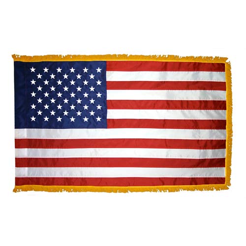 Annin Flagmakers 21600 4 ft. x 6 ft. Nylon-Glo US Indoor Flag with Fringe - Premium American Flag for Home, Office & Patriotic Decor
