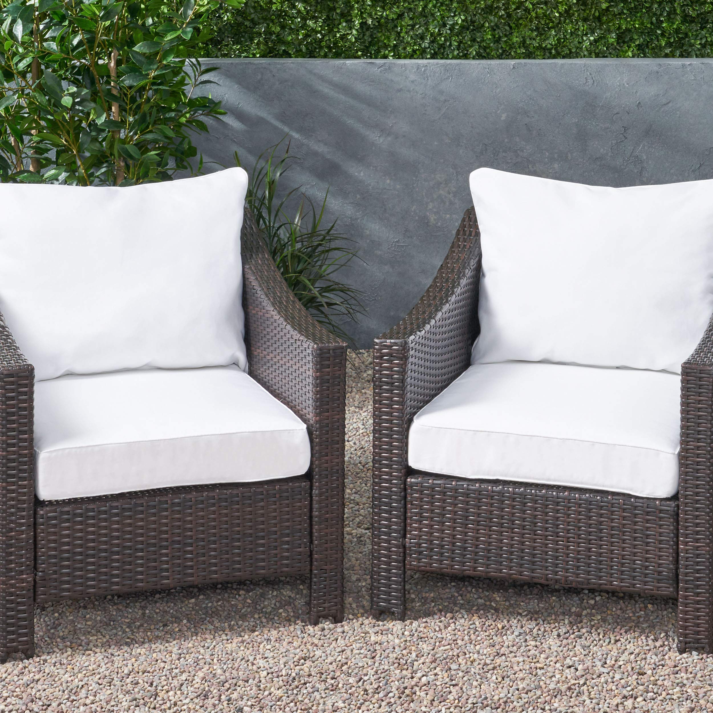 Christopher Knight Home 313427 White Outdoor Cushions - Waterproof Patio Furniture Cushions for Garden, Poolside & Deck Chairs (Set of 2)