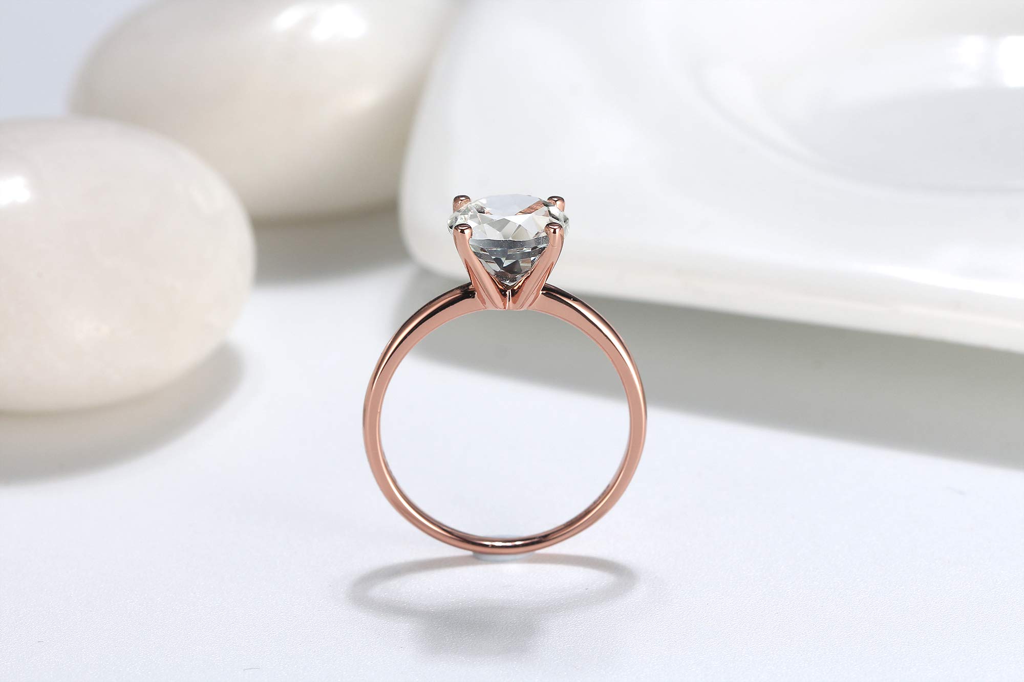 Ginger Lyne 3 Ct Moissanite Solitaire Engagement Ring for Women - White Gold over Sterling Silver, Diamond Alternative Wedding Band - Perfect for Proposals, Bridal Gifts & Anniversary Celebrations