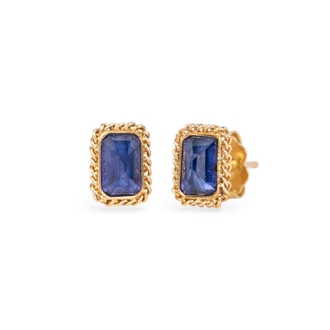 Exquisite Nigerian Sapphire Stud Earrings for Women – 14K Gold Plated Genuine Blue Sapphire Earrings – Perfect for Weddings, Parties & Special Occasions
