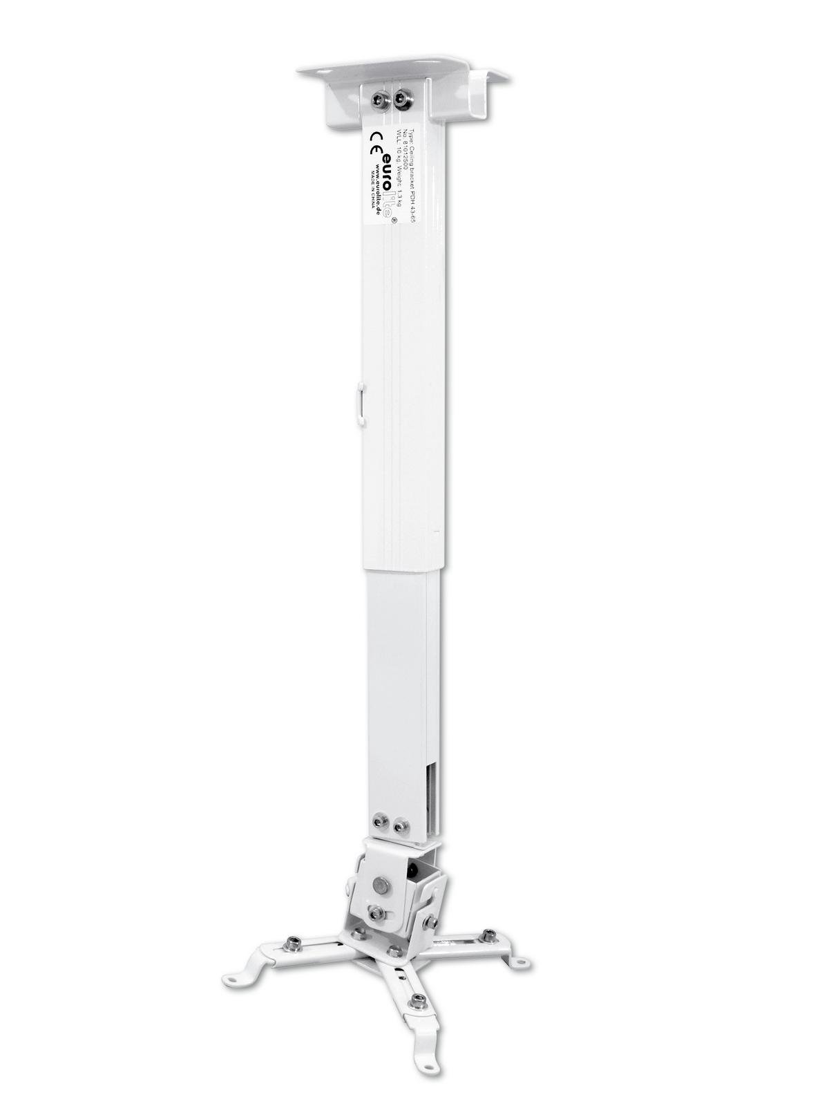 PDH-43/65 Universal Projector Ceiling Mount Bracket - Adjustable White Projector Mount for Home Theater, Office & Classroom - Compatible with Most Projectors up to 65 lbs - Easy Installation & Secure Hold