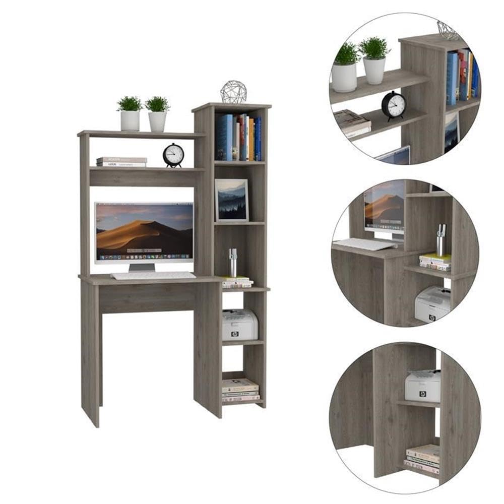 TUHOME Gray Versalles Engineered Wood Desk for Home Office