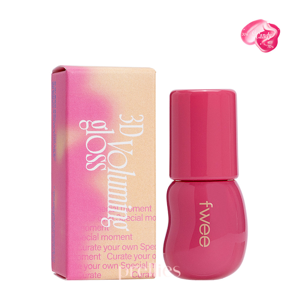 Fwee 3D Volumizing Lip Gloss 5.3g (03 Pink Candy) - Plump & Shine for Full Lips | Perfect for Date Night & Everyday Glam