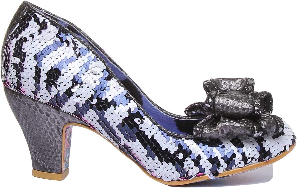 Irregular Choice Lady Banjoe Women's Court Shoes in White & Black - Size 8.0 | Elegant Heels for Work, Parties & Special Occasions