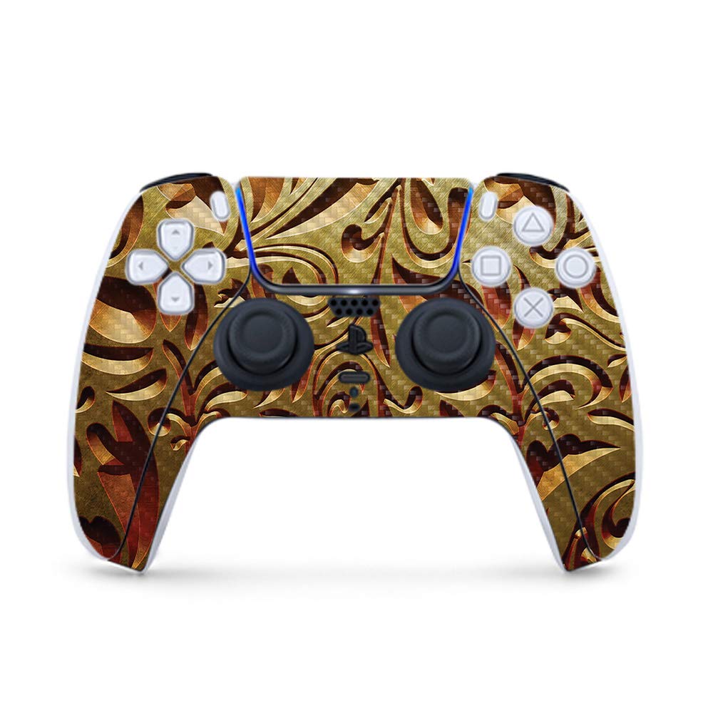 Premium Carbon Fiber Gaming Skin for PS5 Controller - Mosaic Gold Design | Durable Textured Finish | Easy to Apply & Remove | USA Made | Perfect for Gamers & Collectors | Enhance Grip & Protect Your Controller from Scratches