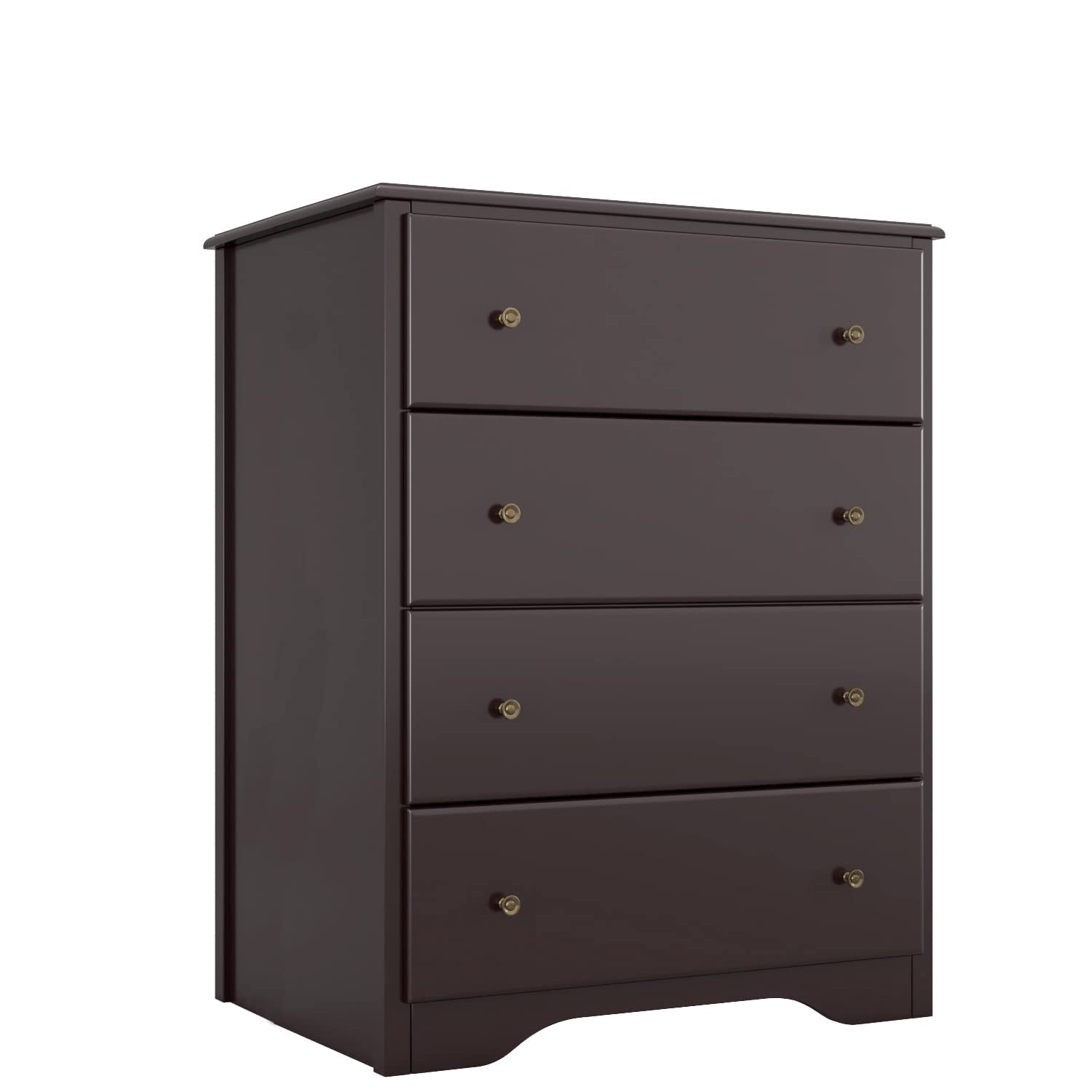 HOUSUIT 4-Drawer Dresser - Vintage Wooden Chest of Drawers for Bedroom & Living Room | Dark Brown Clothes Organizer with Storage | Perfect for Bedroom Nightstand, Hallway, Closet Organization & Home Decor