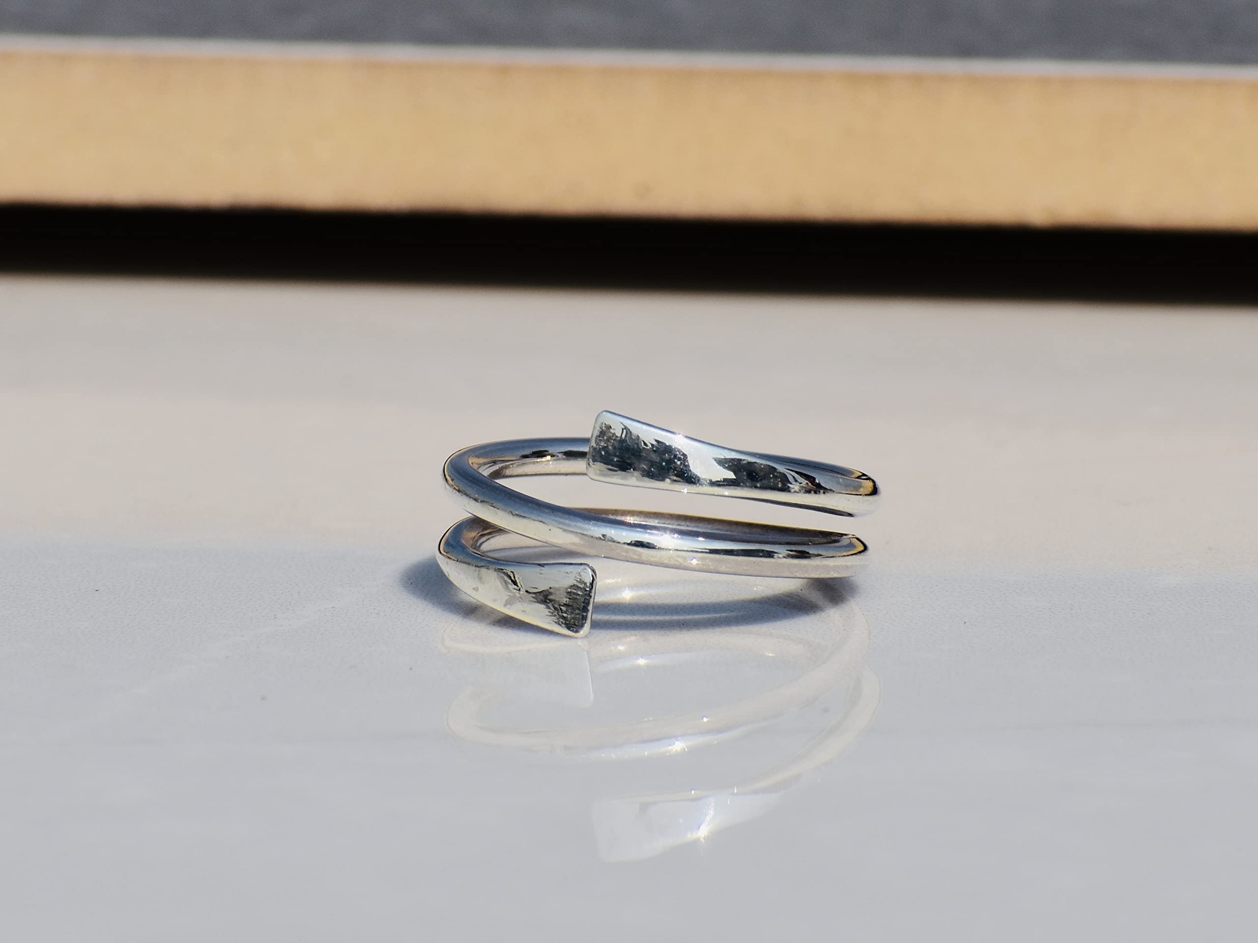 Hammered Spiral Adjustable 925 Sterling Silver Minimalist Stacking Wrap Ring - Simple Wire Jewelry Gift for Women - Perfect for Everyday Wear, Layering & Special Occasions