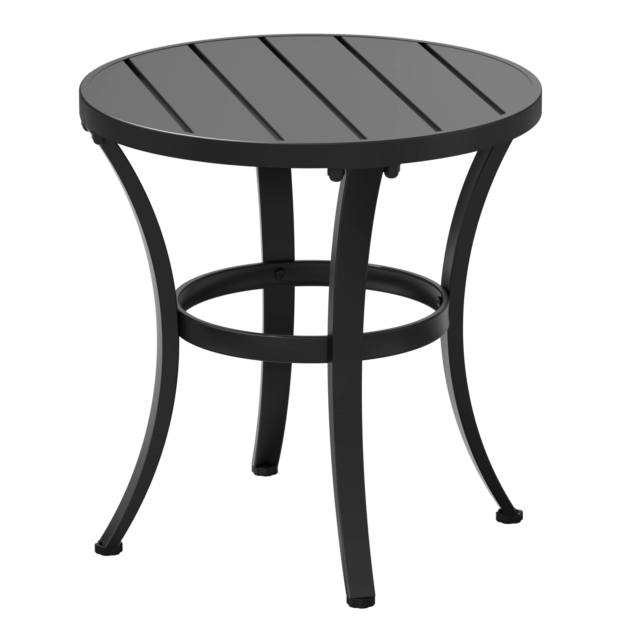 20 Inch Round Metal Outdoor Bistro Table - Adjustable Foot Pads, 8 LB Patio Dining & Side Table for Lawn, Garden, Balcony, Cafe (Indoor/Outdoor Use) - Perfect for Backyard BBQs, Poolside Lounging & Small Space Dining